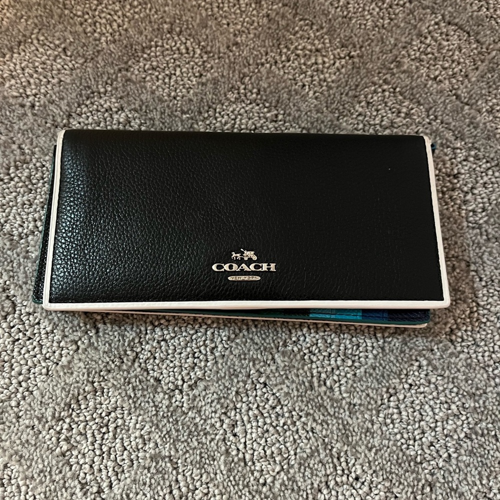 Coach Black and White Leather Wallet
